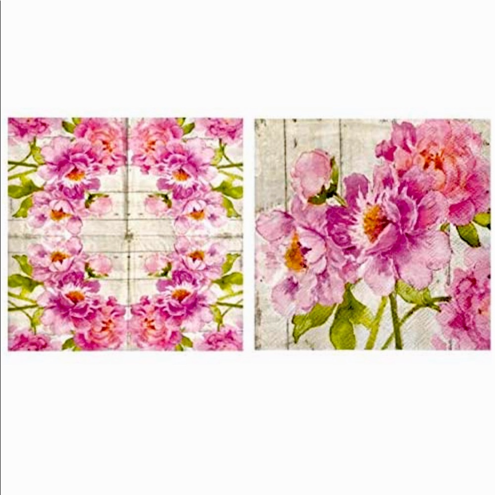 Pink Peony Single Decoupage Beverage Napkins, 2 ct